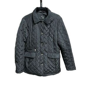 Jones New York Black Quilted Button Jacket Size Large